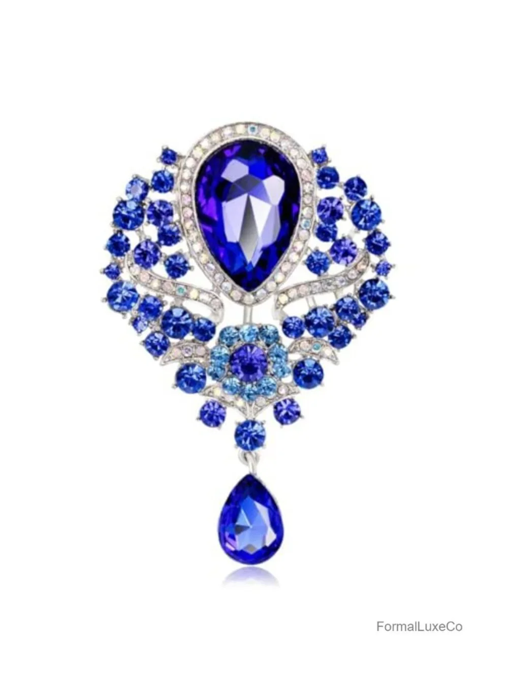 Crystal Teardrop Flower Brooch Pin Rhinestone Wedding Bridal Elegant Hat Bag